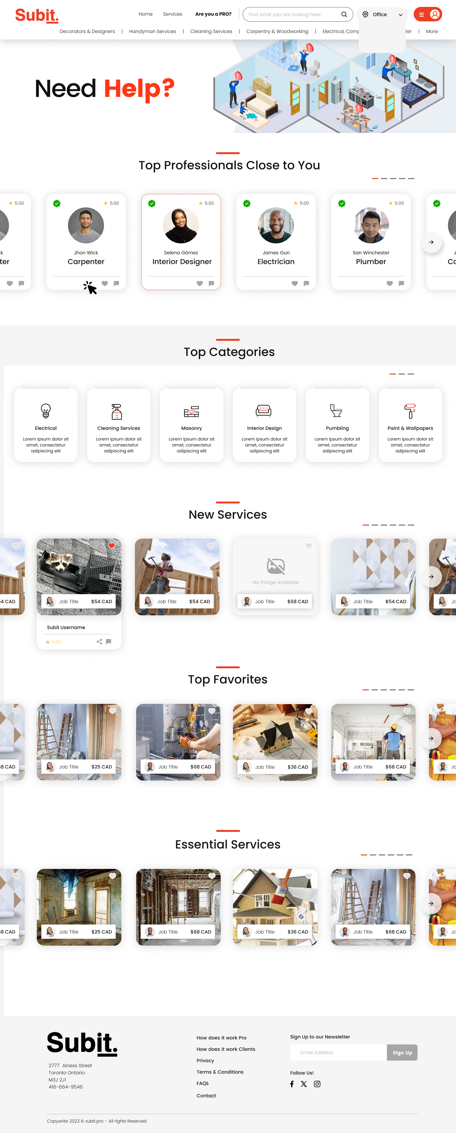 Subit — Home, versión desktop