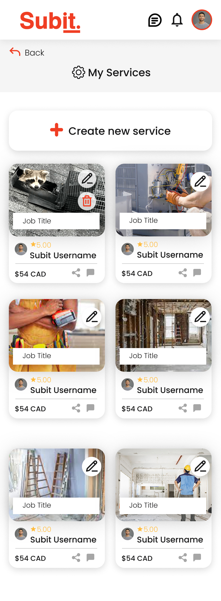 Subit — Panel de profesional, mis servicios