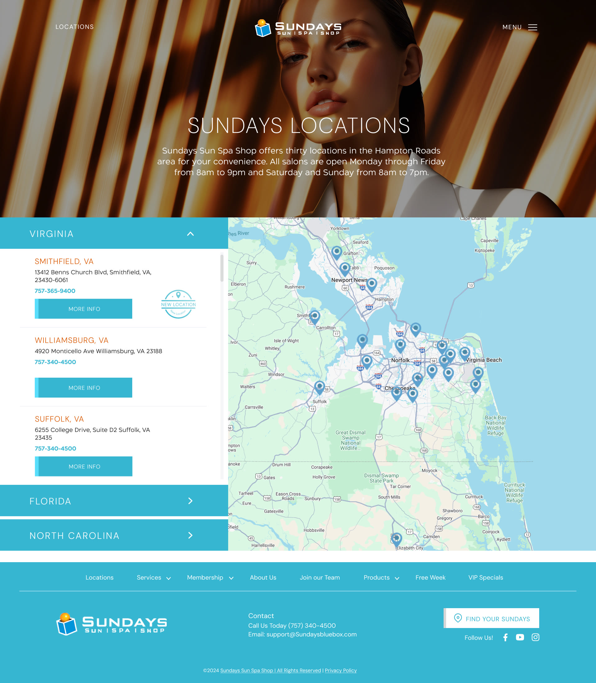 Sundays — Locations, versión desktop