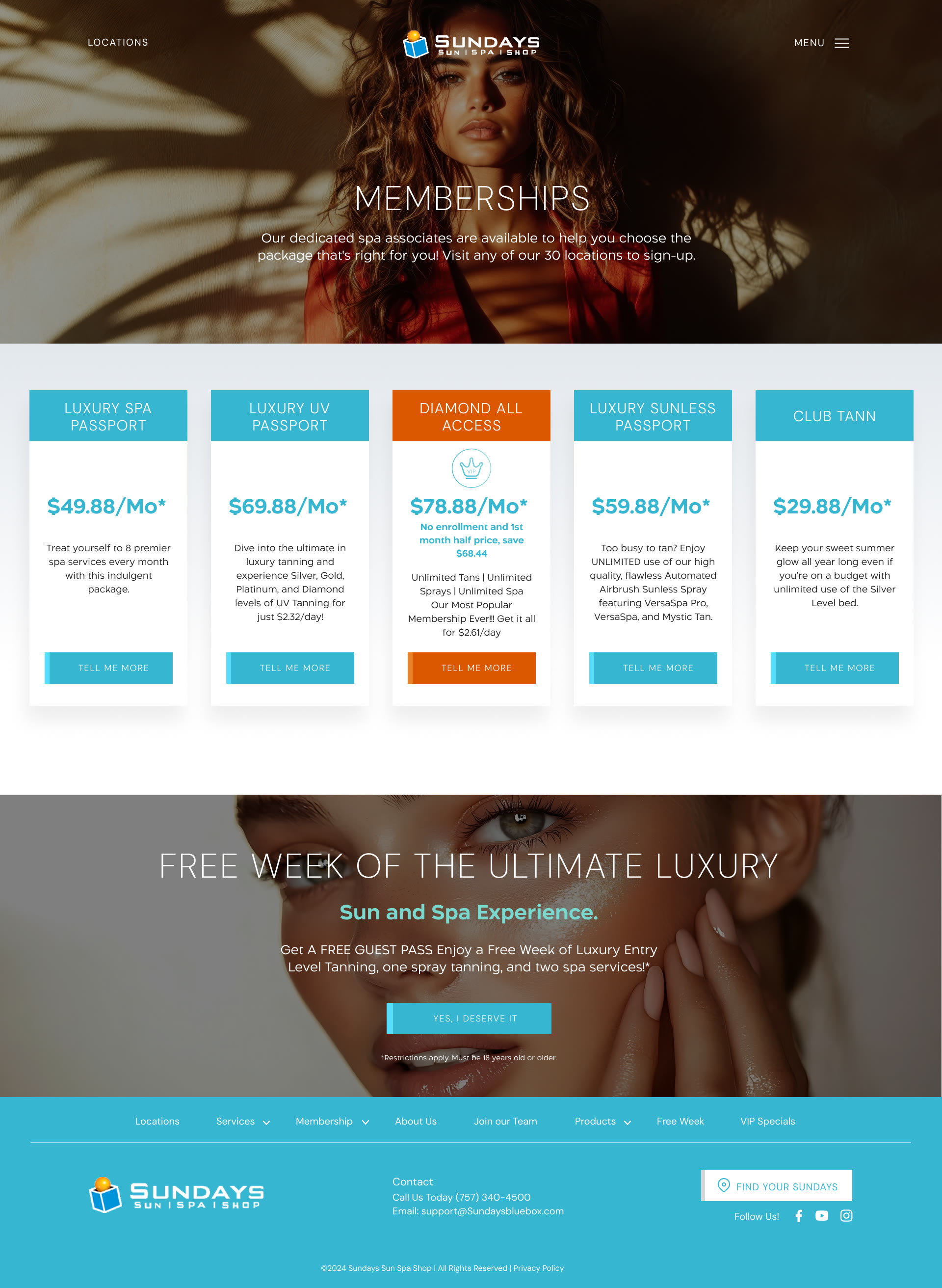 Sundays — Memberships, versión desktop